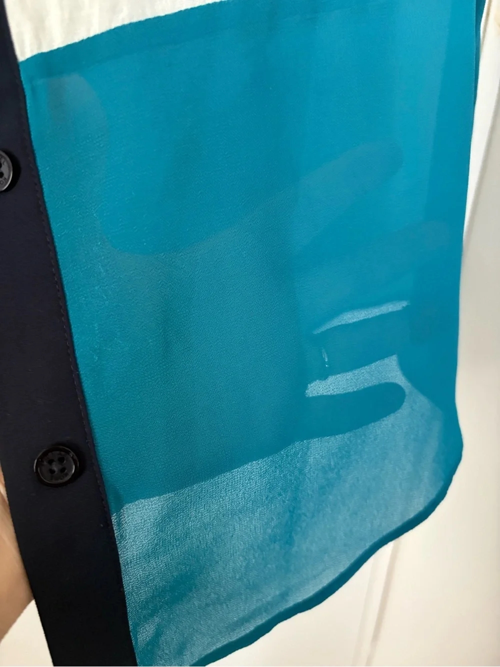 Michael Kors Sleeveless Colorblock Blouse with Teal Hem